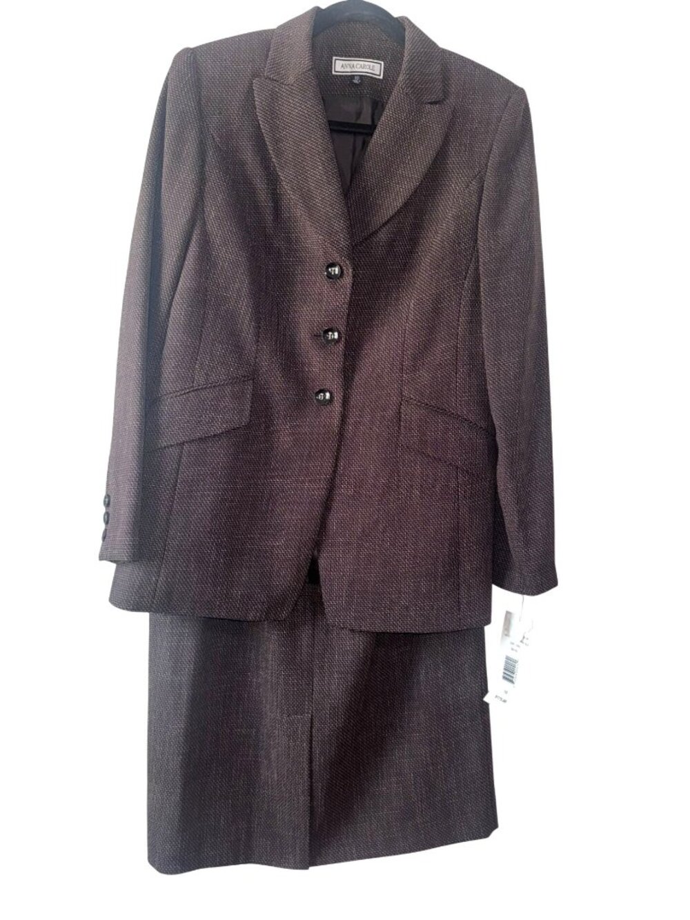 Anna Carole Womens Brown & Gold 2-Piece Suit Set Blazer & Skirt Size 10 New With